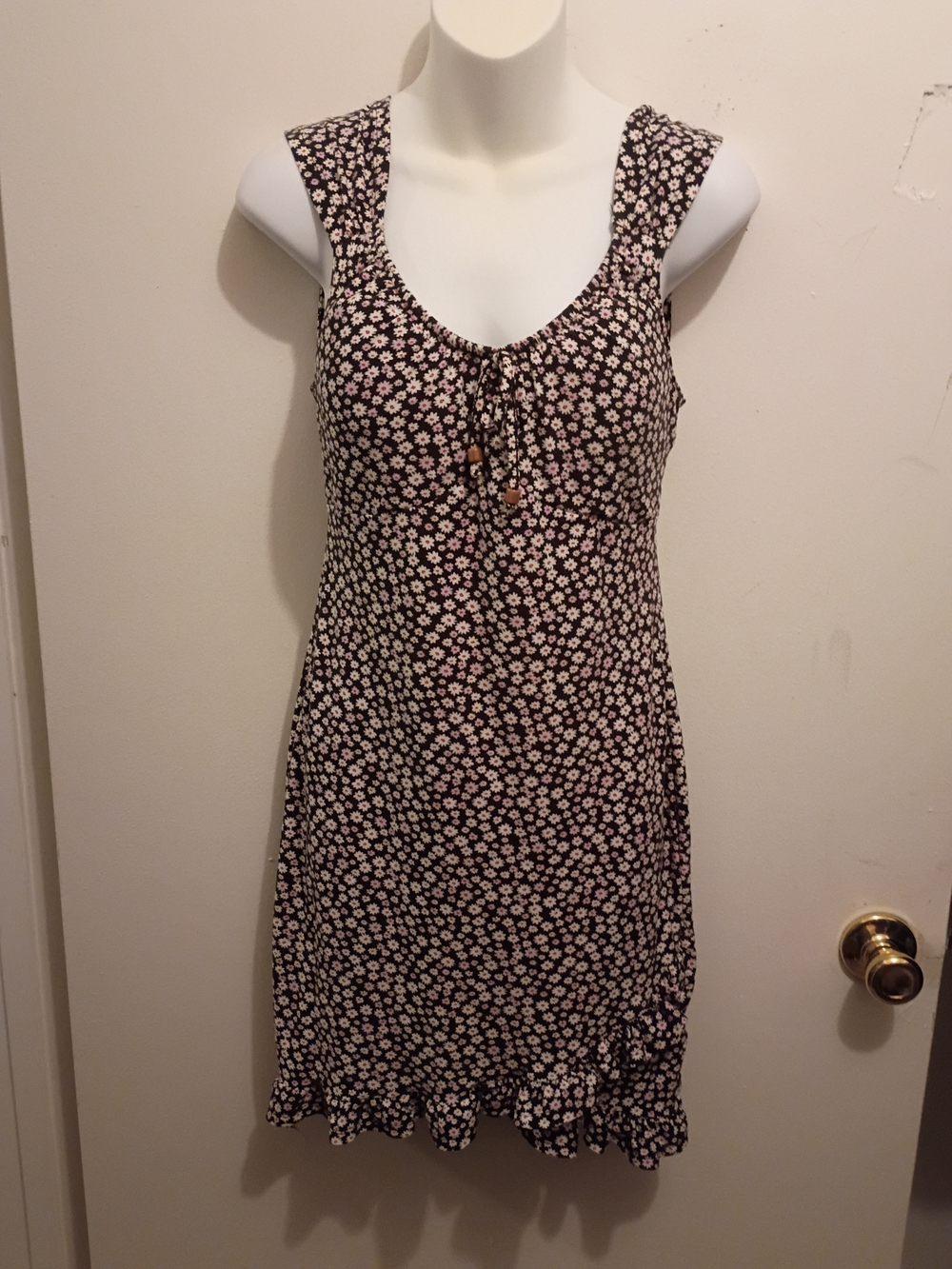 No Boundaries Black Mini Dress with Pink Daisy Print